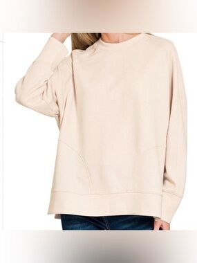 NWOT Zenana Scuba Round Neck Sweatshirt Size M